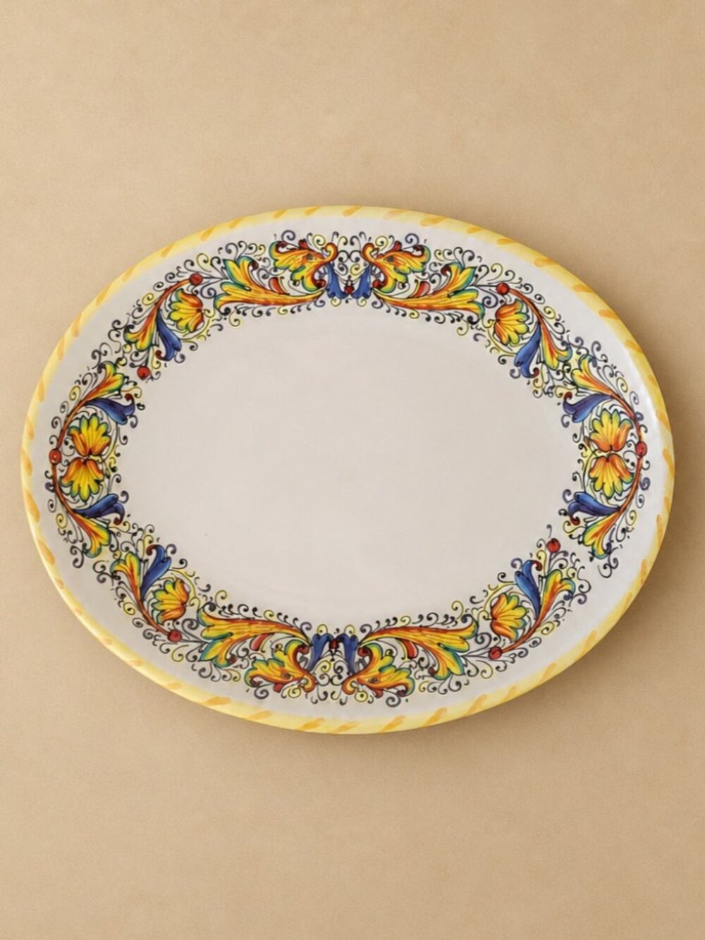 Vintage Meridiana Ceramiche Made In Italy Hand Painted Oval Serving Platter